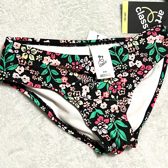 Art Class Girl's 3pc Rash Guard Bikini Swimsuit Set Floral Printed Size Medium 8 - Picture 4 of 6